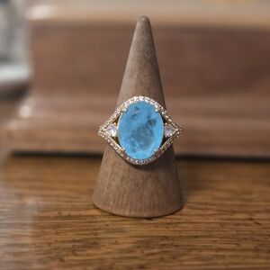 NWT bp Blue Gemstone Ring with Gold Accents